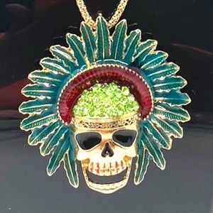 - Betsey Johnson Apache Skull Pendant Necklace.